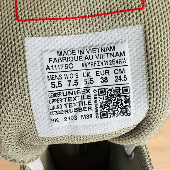 ⭐Converse Chuck 70 De Luxe Heel Platform Hi Sz 5.5 Men Shoes Boots Olive A11175C - Picture 9 of 9